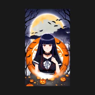 Kawaii Anime Girl With Pumpkin Patch T-Shirt