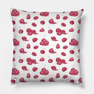 Juicy raspberry on white Pillow