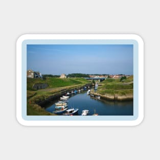 Seaton Sluice harbour under a blue sky (2) Magnet