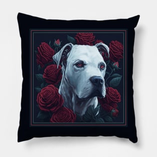 Dogo argentinian red roses 2 Pillow