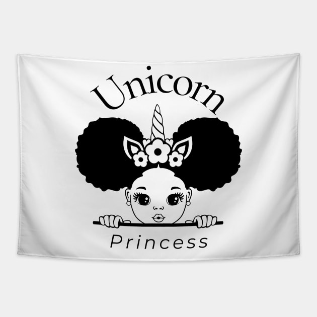 Afro Pom Pom Girl - Unicorn Princess Tapestry by Soul B Designs