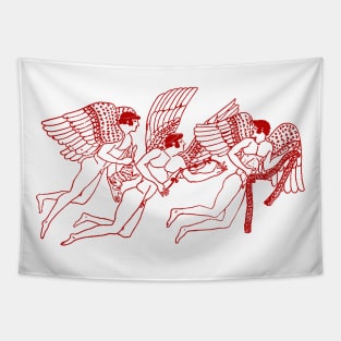 3 Winged Greek Gods Bringing Gifts of Love Tapestry