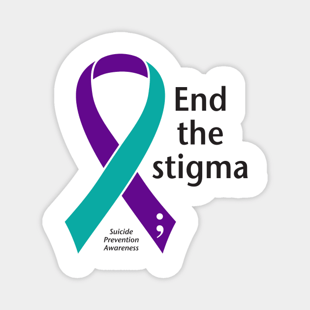 Suicide prevention: End the stigma, black type Magnet by Just Winging It Designs