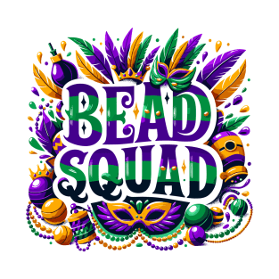 Mardi Gras Masquerade Mask Bead Squad Parade Women Men Kids T-Shirt