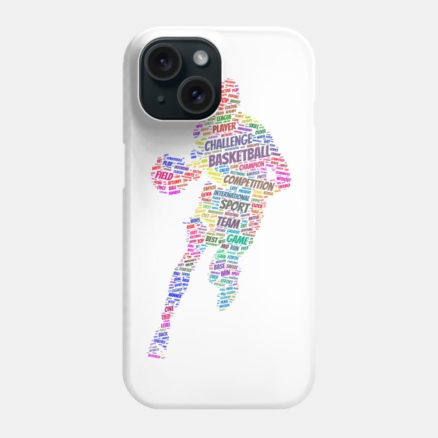 Basketball Sport Silhouette Shape Text Word Cloud Phone Case by Cubebox