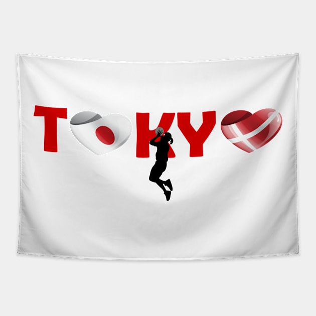 Sports games in Tokyo: Basketball team from Denmark (DK) Tapestry by ArtDesignDE