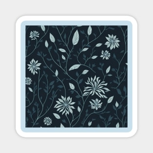 green flowers and leaves pattern Magnet