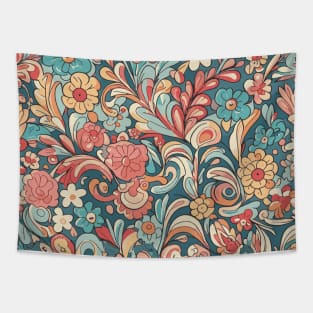 Floral Pattern Colorful Cartoon: Blossom Cartoon Carnival Tapestry