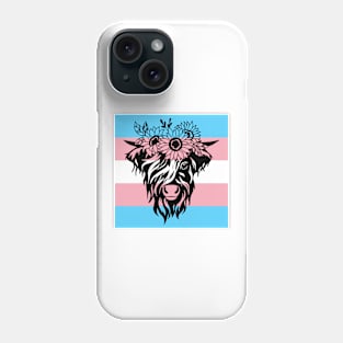 highland cow trans flag Phone Case