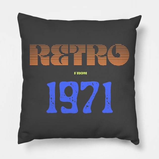 Retro Birthyear 1971 Pillow by FNRY