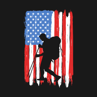 American Flag Hiking Graphic T-Shirt