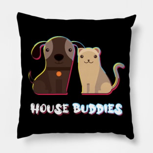 Dog and Cat - House Buddies Pillow