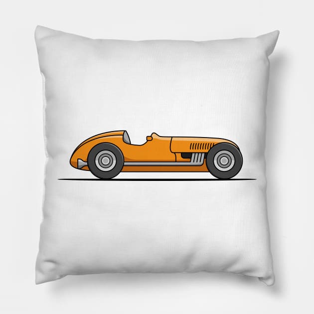 Classic Racing Car - Orange Pillow by JingleSnitch