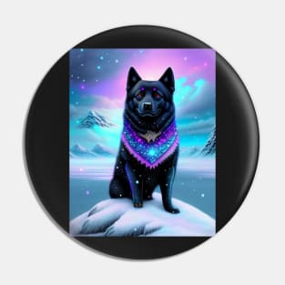 Schipperke Shines Bright in the Snowy Glow Pin