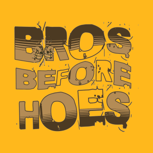 Brotherhood Unleashed: Light Brown 'Bros before Hoes' Fist Bump Tee T-Shirt