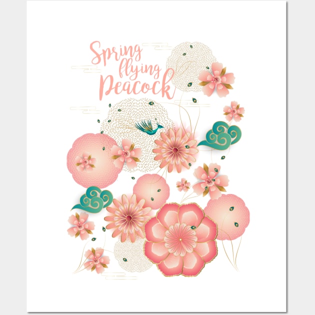 Poster Vector elegance floral background with graphic spring flowers 