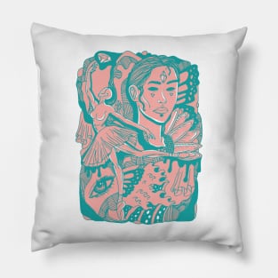 Coral Teal Ballerina Pillow