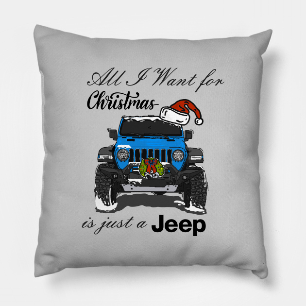 Christmas Jeep Light Blue - Christmas Jeep Gift - Pillow | TeePublic