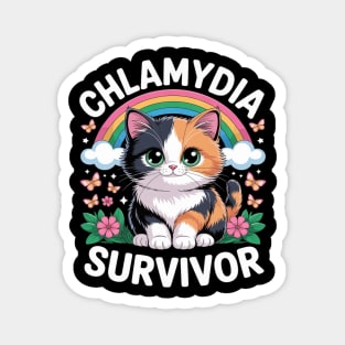 Inappropriate Dark Humor & Offensive Crew Clothing Chlamydia Survivor Cat Meme Embarrassing Adult Humor Magnet