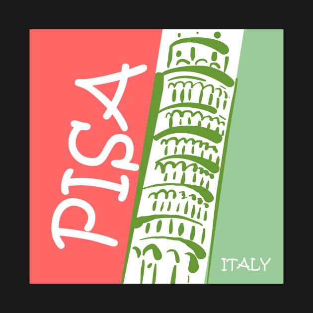 Pisa Italy Green and Coral by TNMGRAPHICS