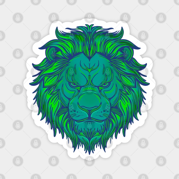 Lime green lion Magnet by DaveDanchuk