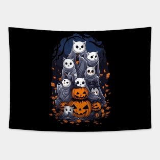 Halloween Cats Ghosts Family for Spooky Season. Tapestry