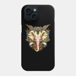 The majestic elephant with the creature of the night the owl Phone Case