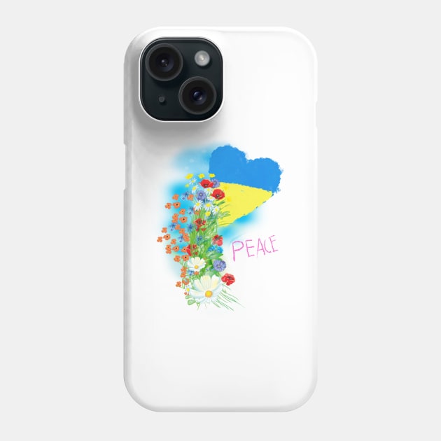 ukrainian flag with colors, peace to ukraine Phone Case by sonaart