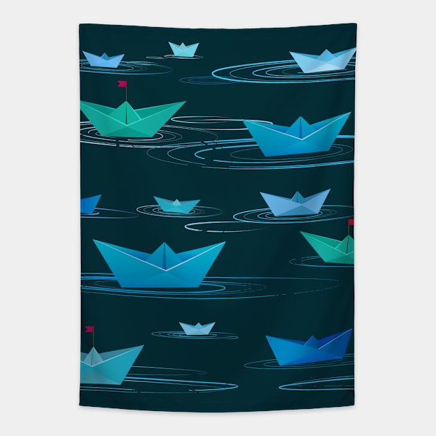 Paper boats Tapestry by Avisnanna