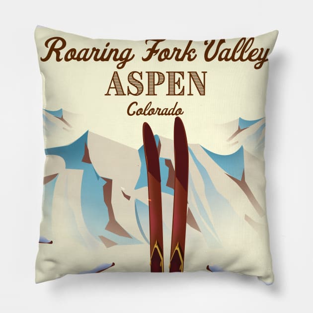 Roaring Fork Valley Aspen Colorado Pillow by nickemporium1