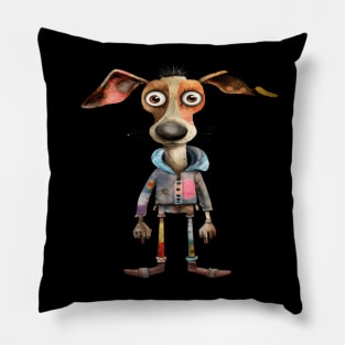 Whimsical Cute Multicolored Dog Pillow