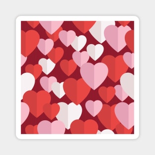 Red And Pink Valentine Paper Hearts Magnet