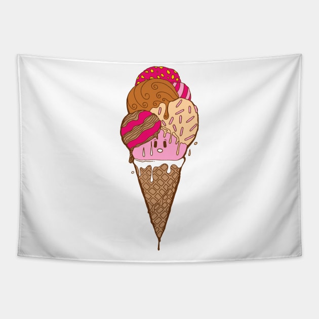 Strawberry Toffee Cute Ice Cream Cone Tapestry by kenallouis