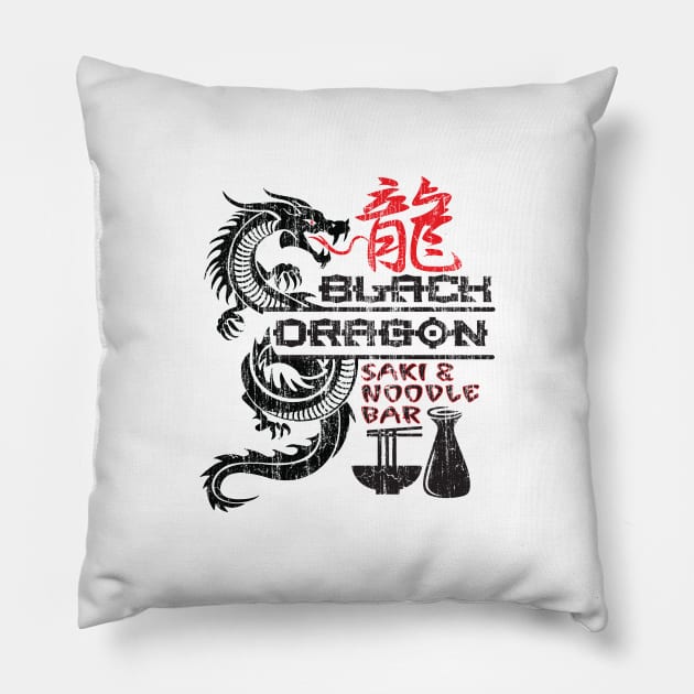 Black Dragon Saki & Noodle Bar Pillow by silvercloud