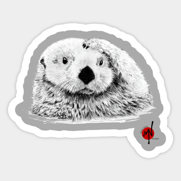 Otter Sketch 2 - Otters - Sticker