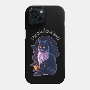 Meowloween Black Cat & Pumpkin - Happy Halloween! Phone Case