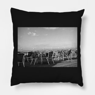 Outdoor seating on Cromer pier Pillow