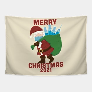 Vaccination Santa Merry Christmas 2021 Funny Tapestry