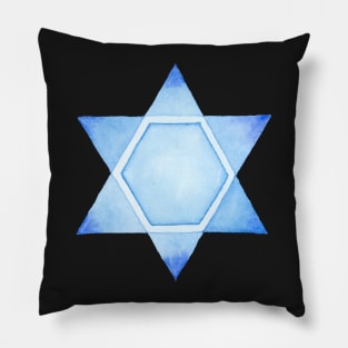 STAR OF DAVID in Blue Watercolor Pillow