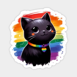 Pride LGBTQIA Trans Cute Black Cat Magnet
