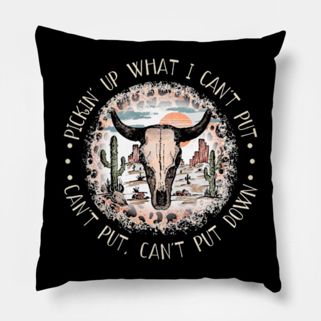 Pickin' Up What I Can't Put, Can't Put, Can't Put Down Leopard Cactus Deserts Pillow by Chocolate Candies