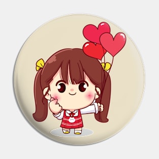 Hearts Cute girl Pin