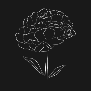 Minimalist Flower Line Drawing - Perfect Peony T-Shirt