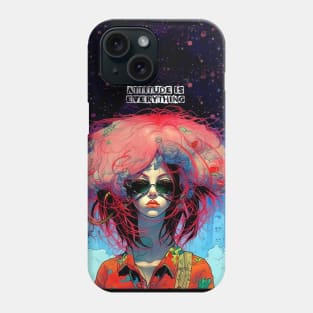 Attitude is Everything: Featuring a Hippie Girl or Young Hippie Woman on a Dark Background Phone Case