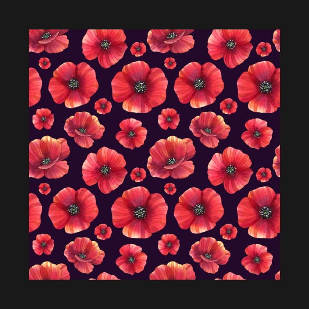 Botanical Floral Seamless pattern Poppies by redwitchart