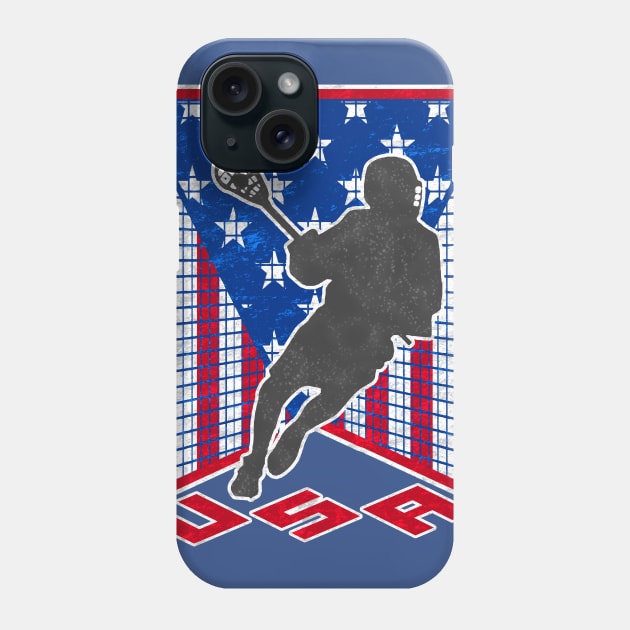 Lacrosse USA American Flag Lacrosse T-shirt Phone Case by TeeCreations