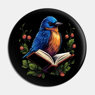 Eastern Bluebird Reads Book Pin