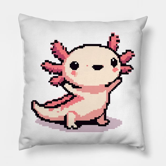 Cute Axolotl Pixel Pillow by fikriamrullah