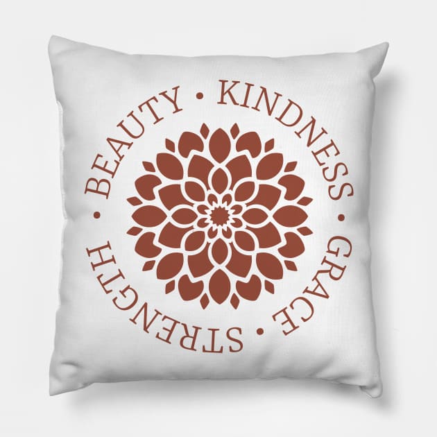 Dahlia Flower Meaning in Cinnamon Pillow by racheldwilliams