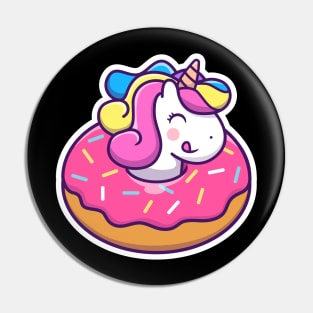 Cute unicorn doughnut cartoon Pin